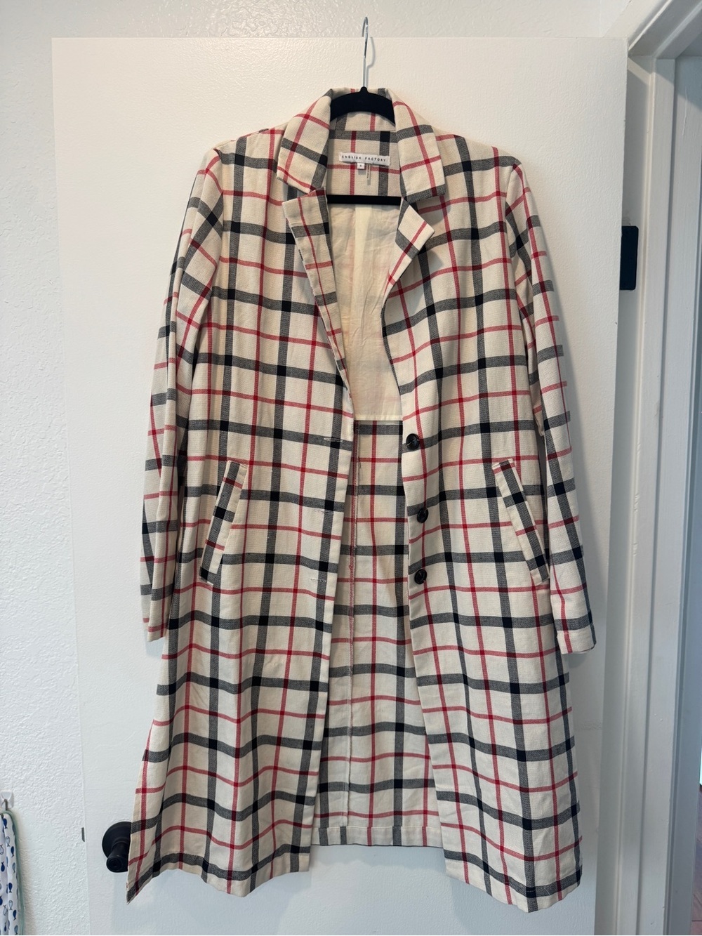 NWOT English Factory Plaid Longline Blazer Jacket | Small